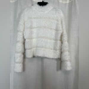 The freshman 1986 Faux Fur white cropped sweater sz Med
